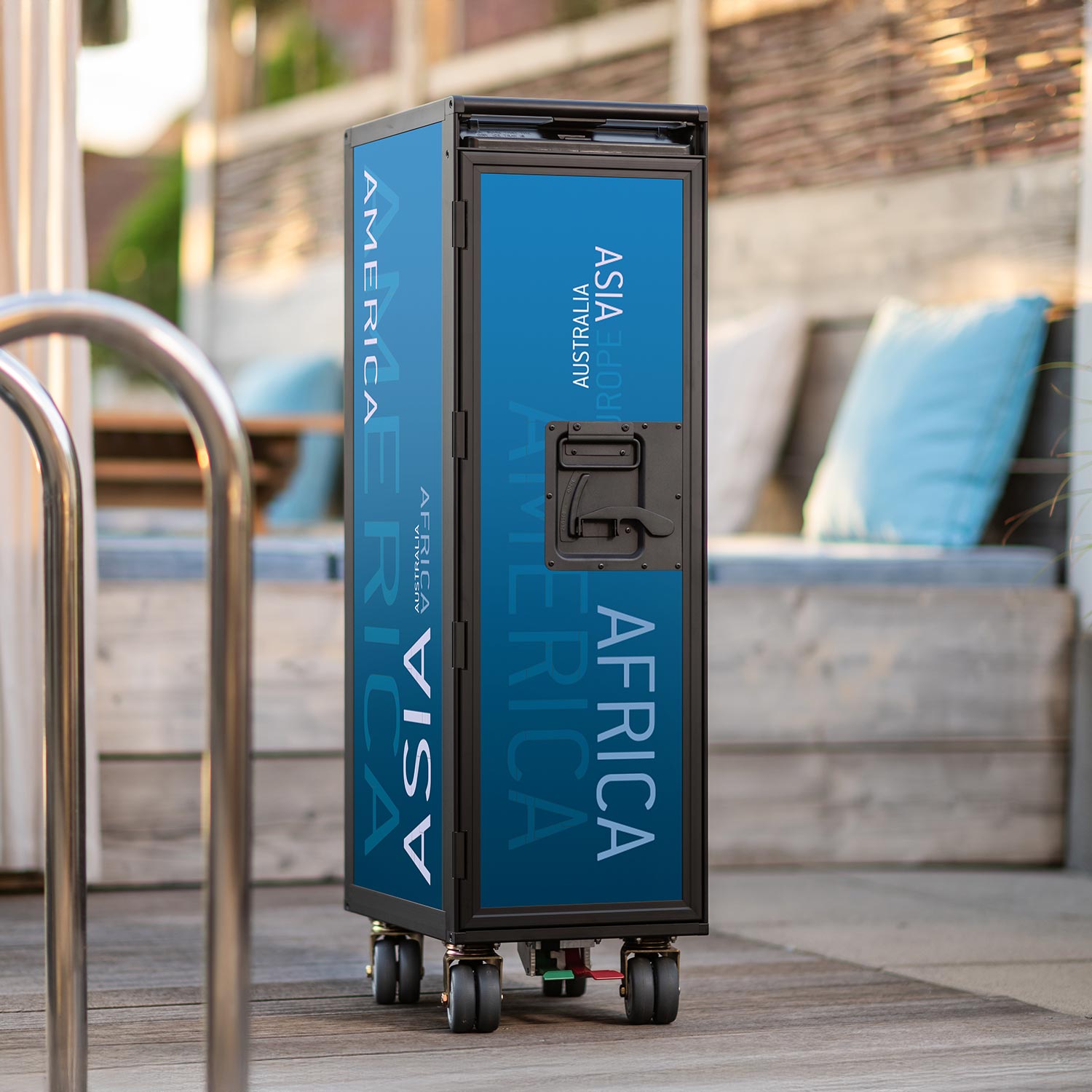 Airline Trolley Black Edition Kontinente Neu Blau