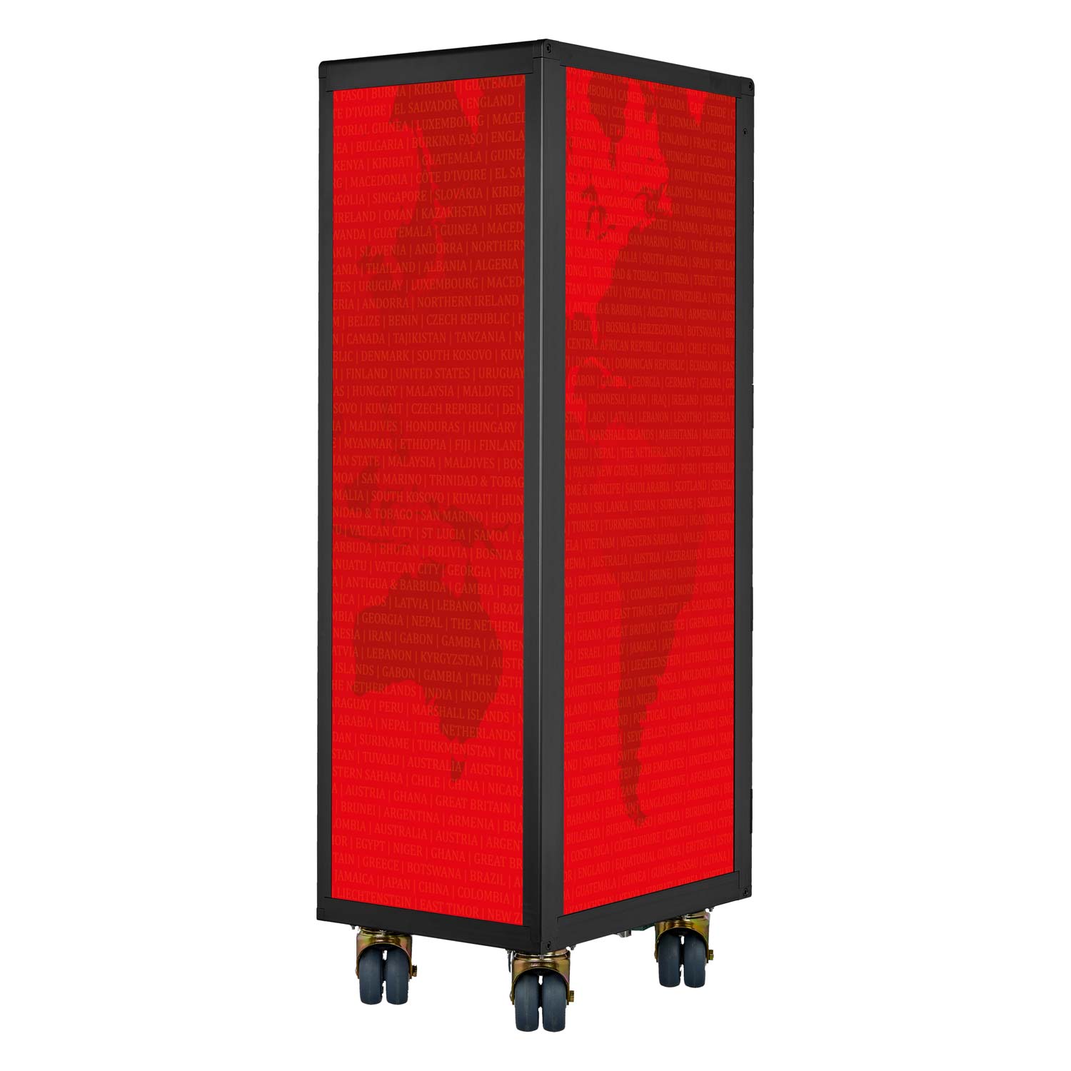 Airline Trolley Black Edition Weltkarte Neu Rot