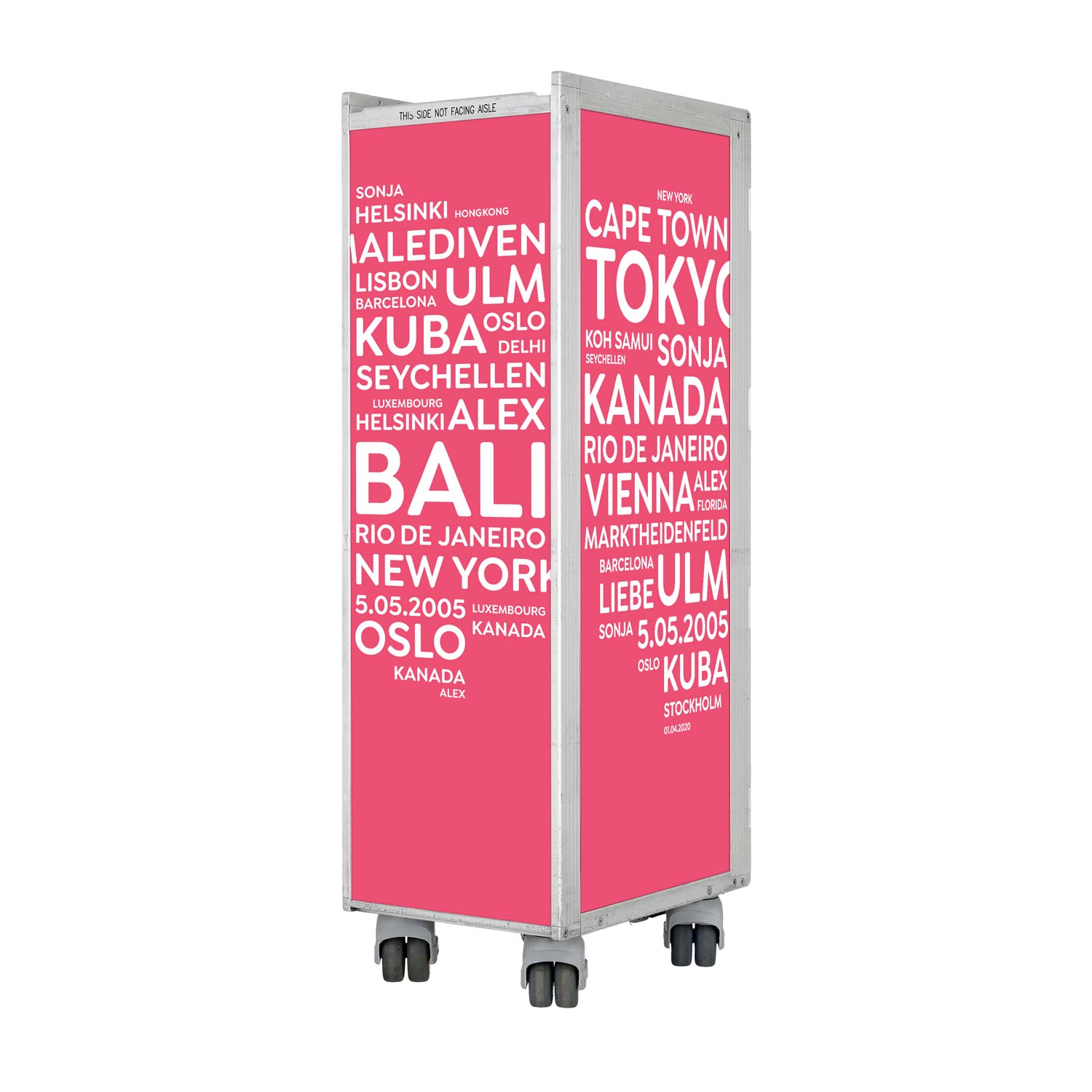 Bartrolley City mit Deinen Begriffen Pink inkl. LED-Leuchtfachboden, Barbrett & Fachboden aus Glas