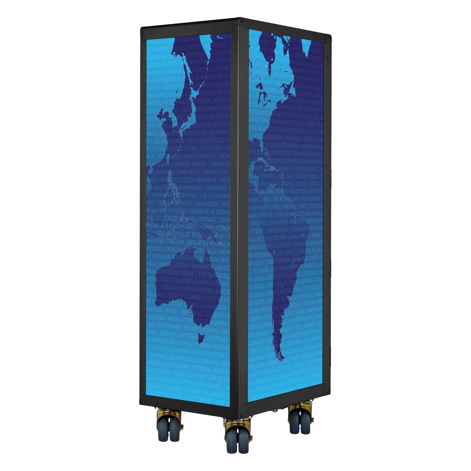 Airline Trolley Black Edition Weltkarte Neu Blau