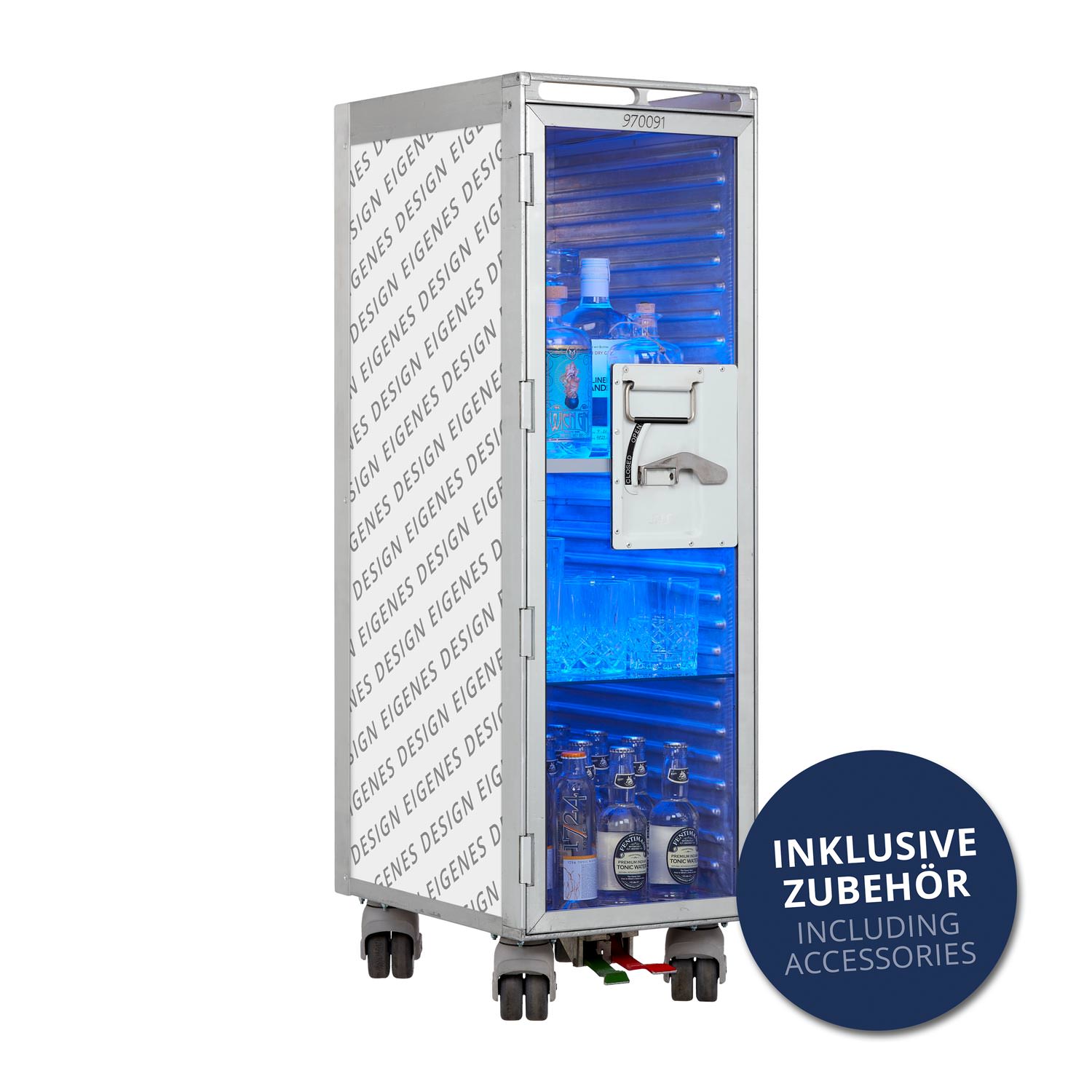Bartrolley Eigenes Design inkl. LED-Leuchtfachboden, Barbrett & Fachboden aus Glas