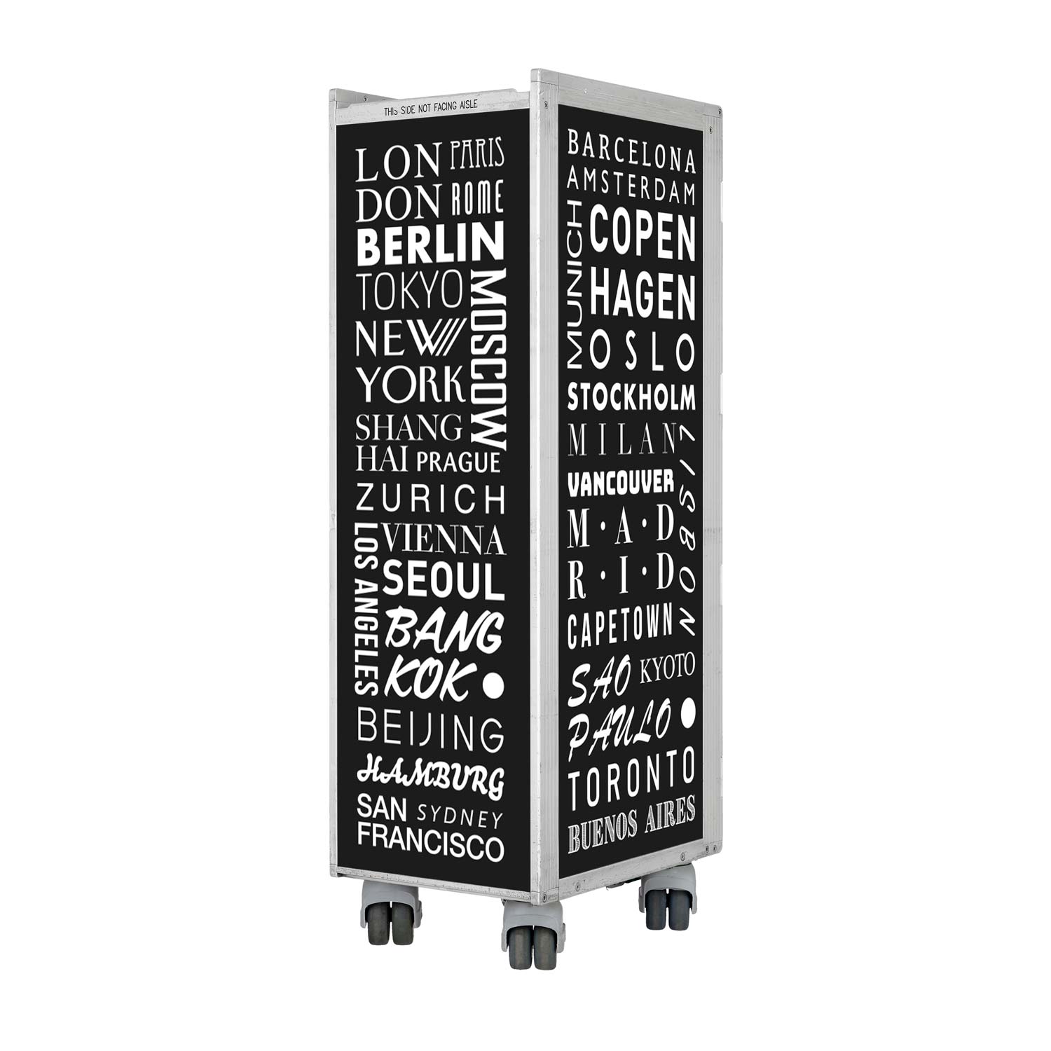 Bartrolley Cosmopolitan Schwarz inkl. LED-Leuchtfachboden, Barbrett & Fachboden aus Glas