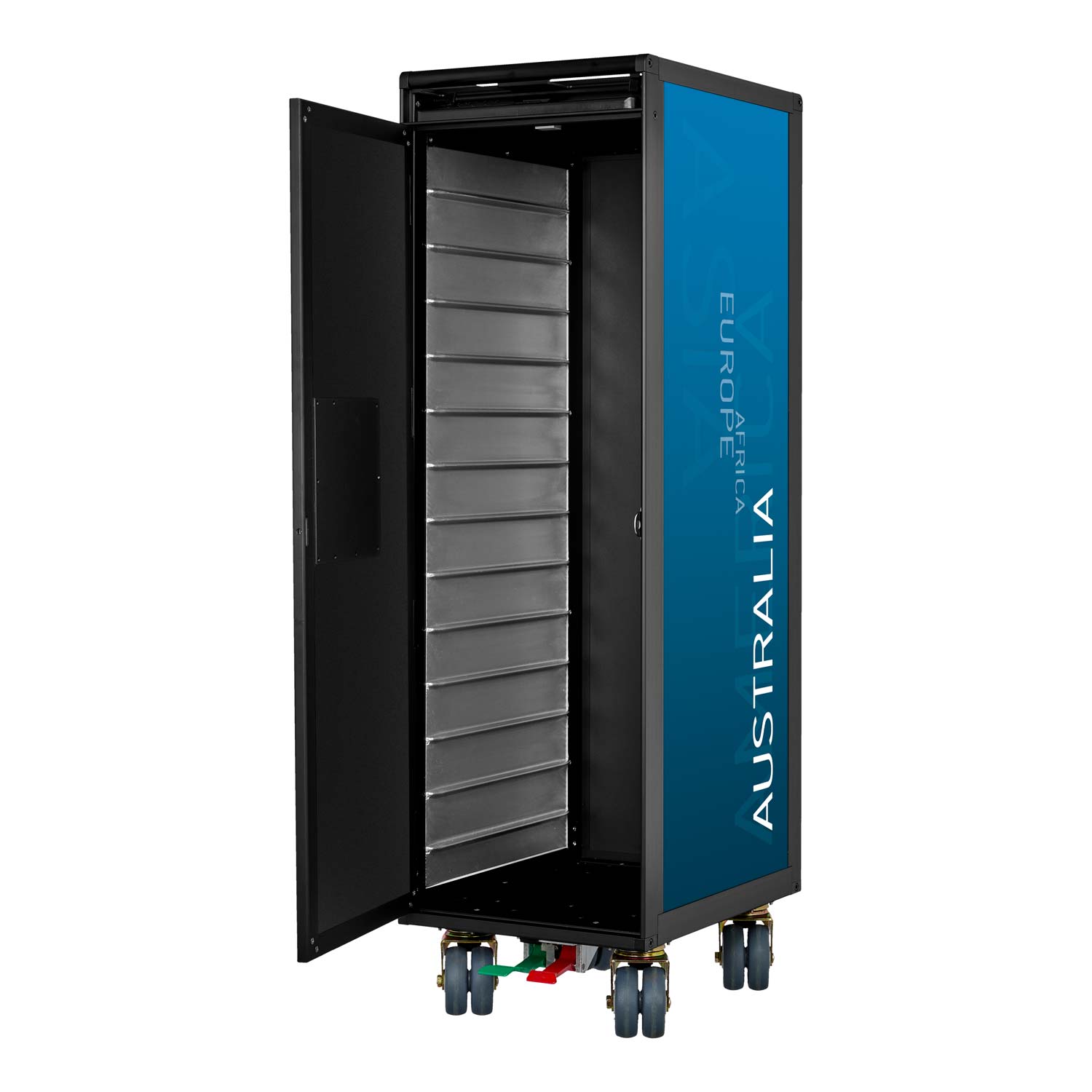 Airline Trolley Black Edition Kontinente Neu Blau