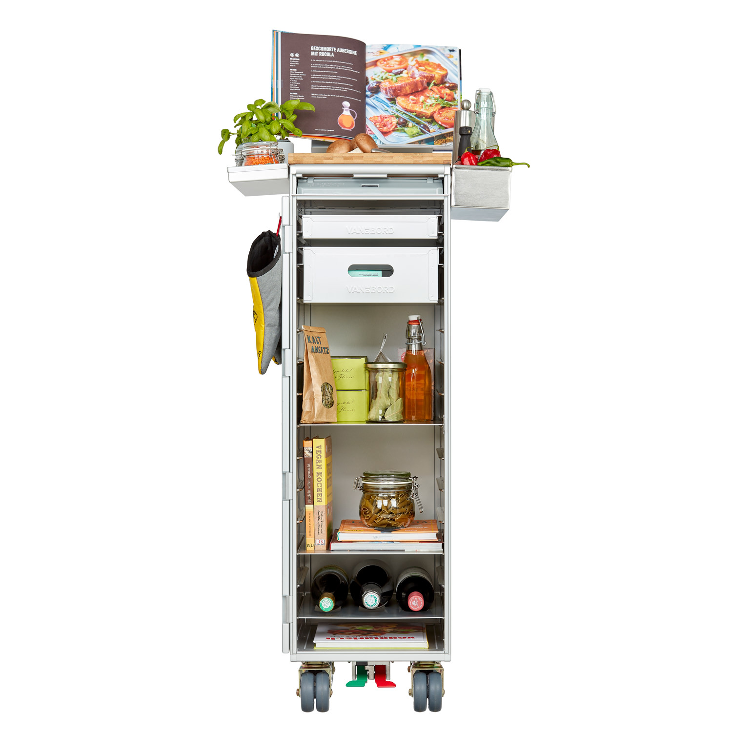 Kitchen & BBQ Accessory Set for Airline Trolleys Aluminum ATLAS incl. Sideboxes & Tablet Stand