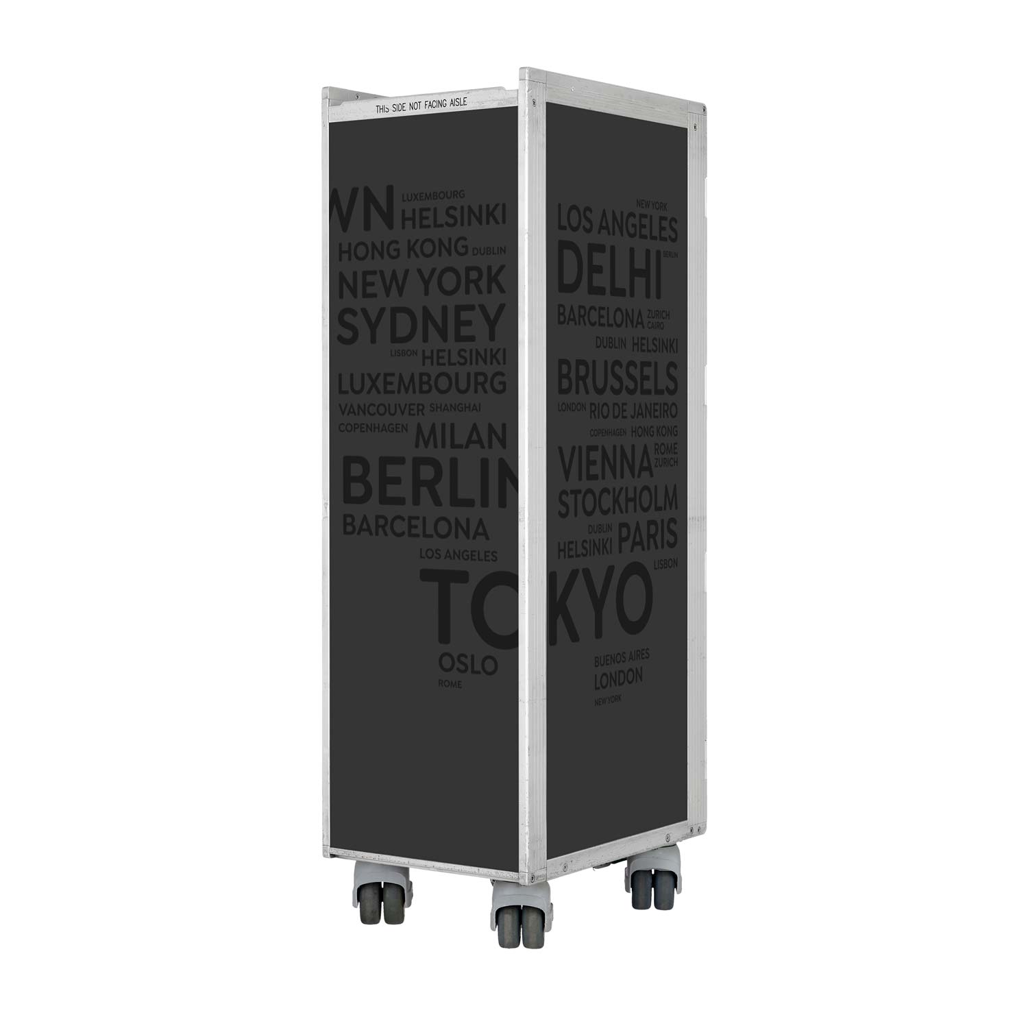 Bartrolley City Anthrazit inkl. LED-Leuchtfachboden, Barbrett & Fachboden aus Glas