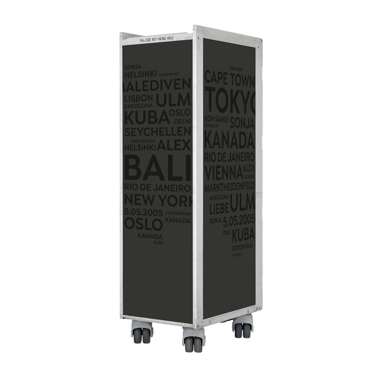 Bartrolley City mit Deinen Begriffen Anthrazit inkl. LED-Leuchtfachboden, Barbrett & Fachboden aus Glas
