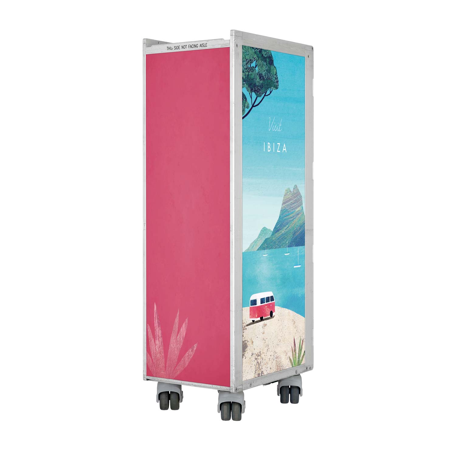 Airline Cart Bar Henry Rivers Edition Visit Ibiza incl. LED Shelf, small Cutting Board & Glass Shelf