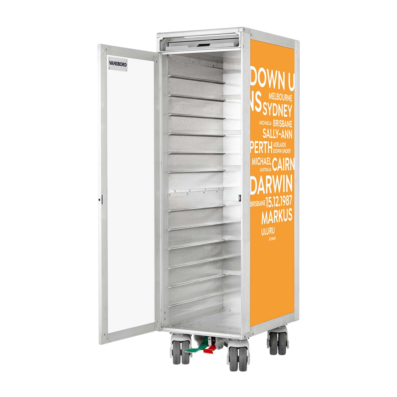 Flugzeugtrolley City mit Deinen Begriffen Orange
