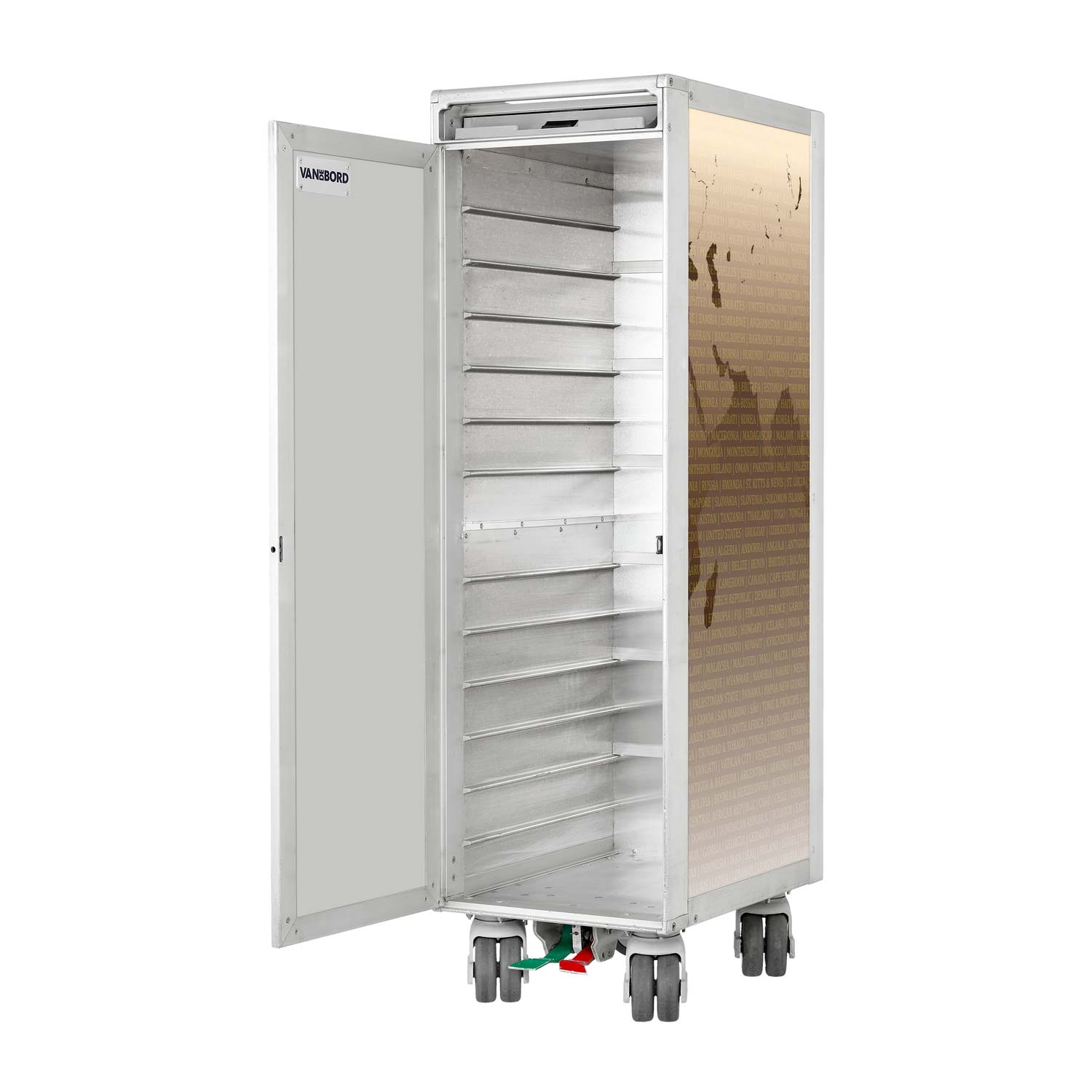 Airline Cart Worldmap Refurbished Mocha