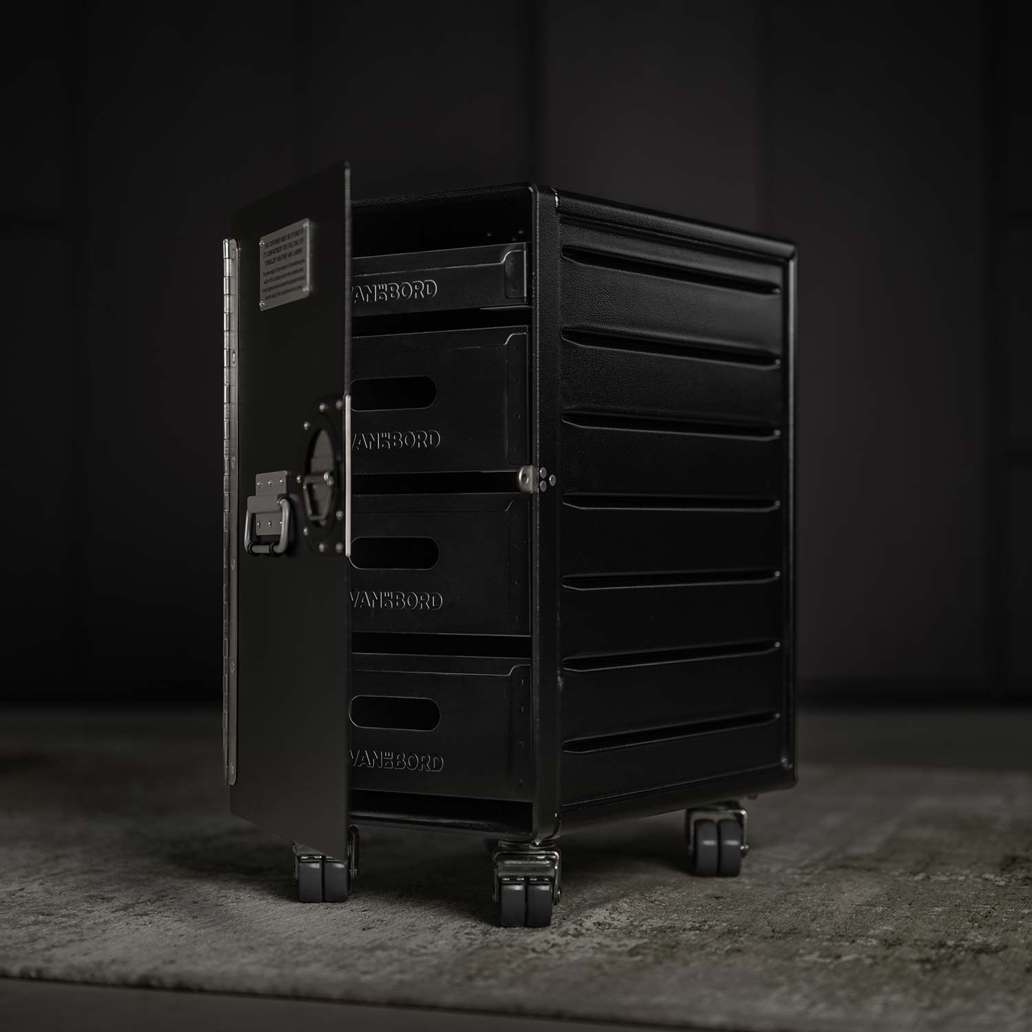 Halloween: Bord Box XL Schwarz RAL 9011 mit Doppelrollen inkl. Ausstattungspaket Stauwunder 1 Schwarz