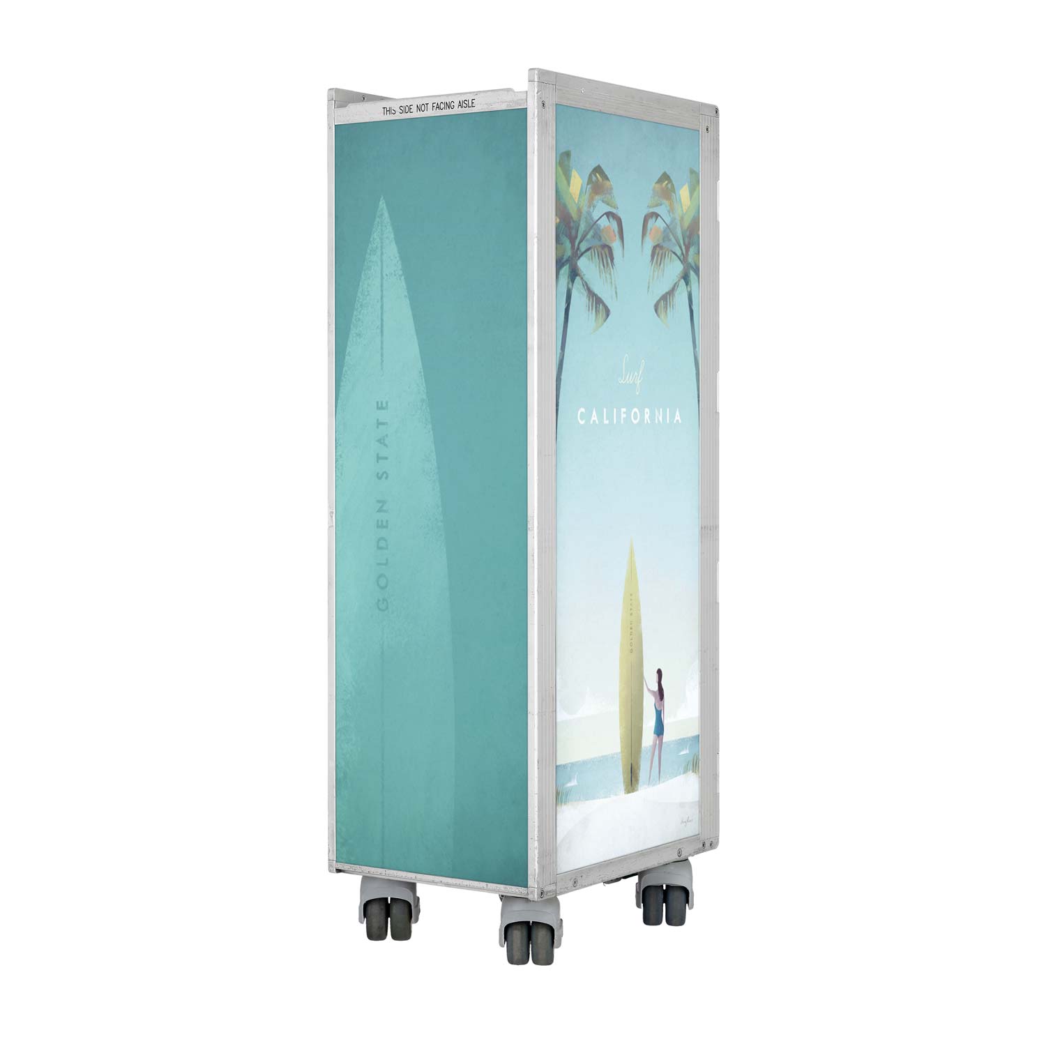 Bartrolley Henry Rivers Edition Surf California inkl. LED-Leuchtfachboden, Barbrett & Fachboden aus Glas