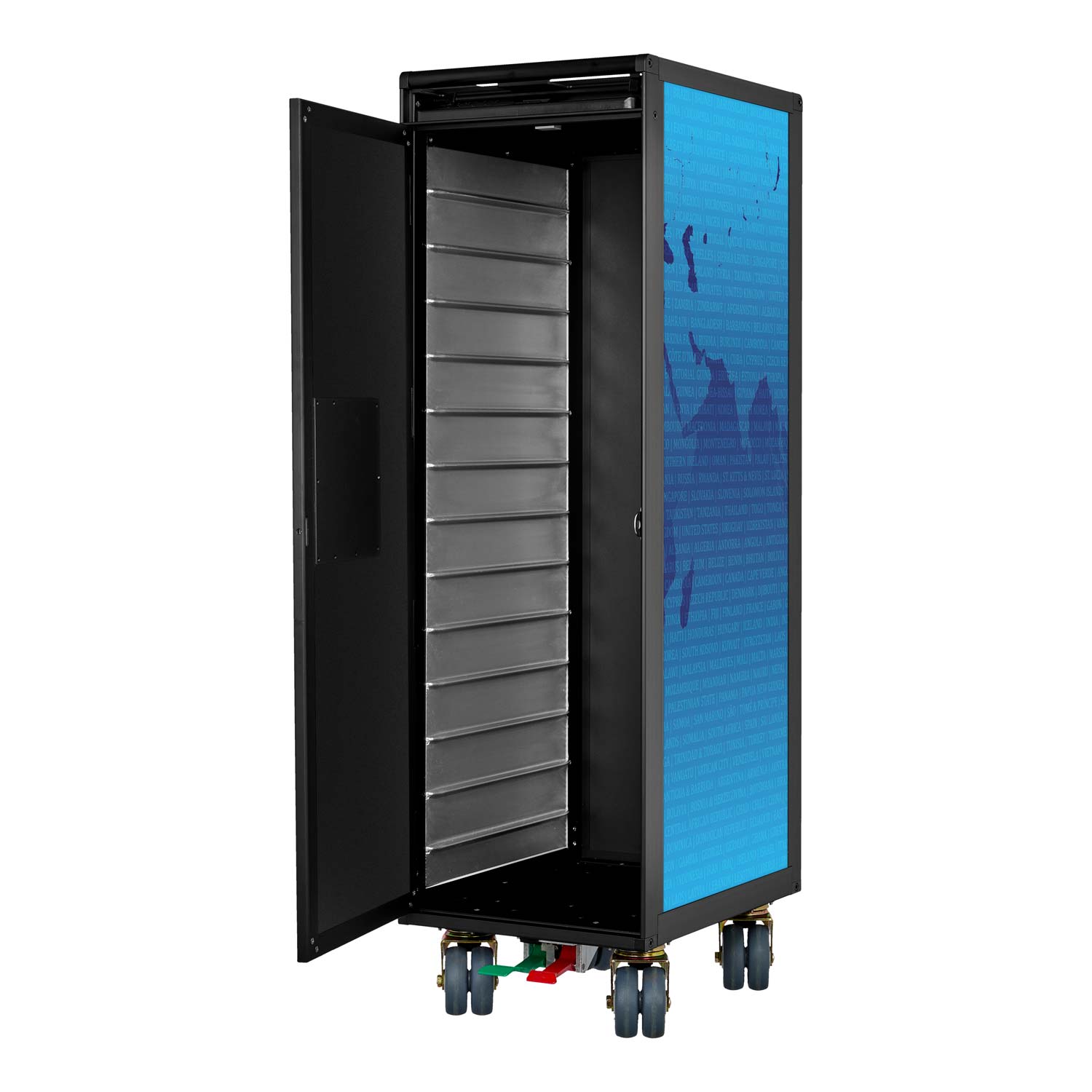 Airline Trolley Black Edition Weltkarte Neu Blau