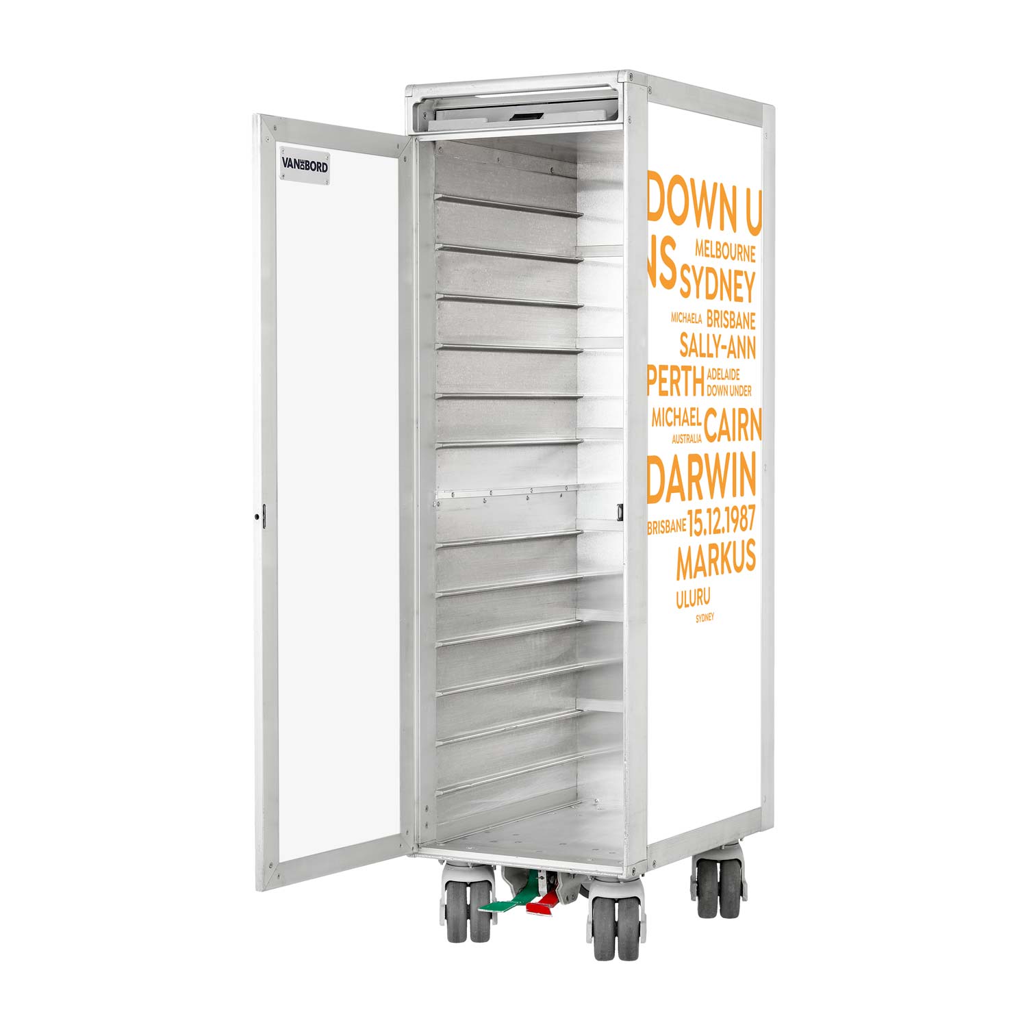 Flugzeugtrolley City mit Deinen Begriffen Weiss-Orange