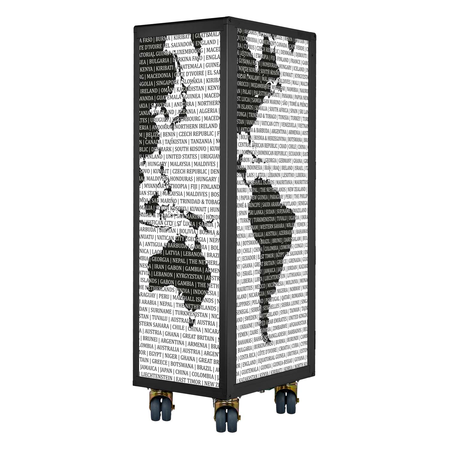 Airline Trolley Black Edition Weltkarte Neu Schwarz-Weiss